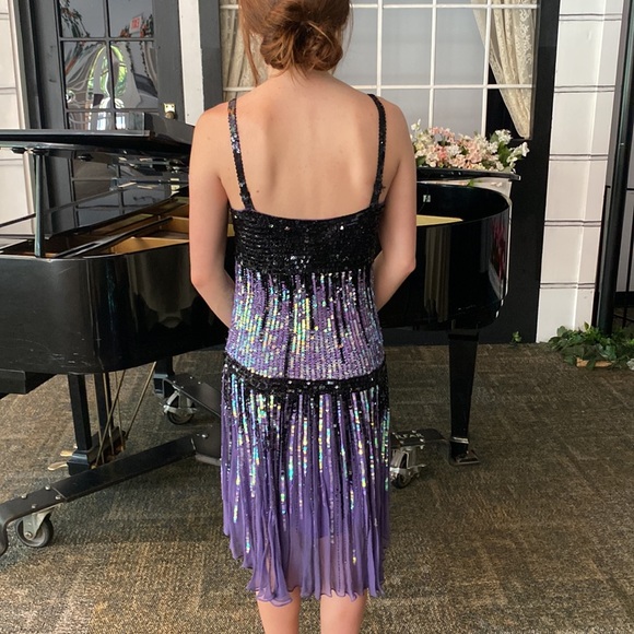 Purple and black to sequenced party dress used in a musical on stage - Picture 2 of 7